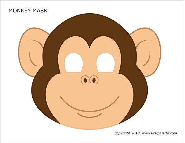 Çocuklar İçin  Maymun Hazır Maske Şablonları 