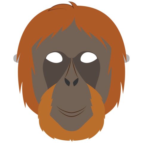Çocuklar İçin  Maymun Hazır Maske Şablonları 