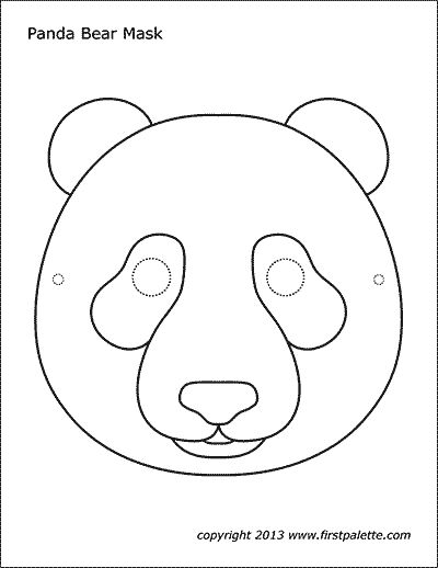 Çocuklar İçin  Panda Hazır Maske Şablonları 