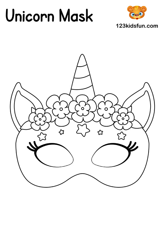 Çocuklar İçin  Unicorn Hazır Maske Şablonları 