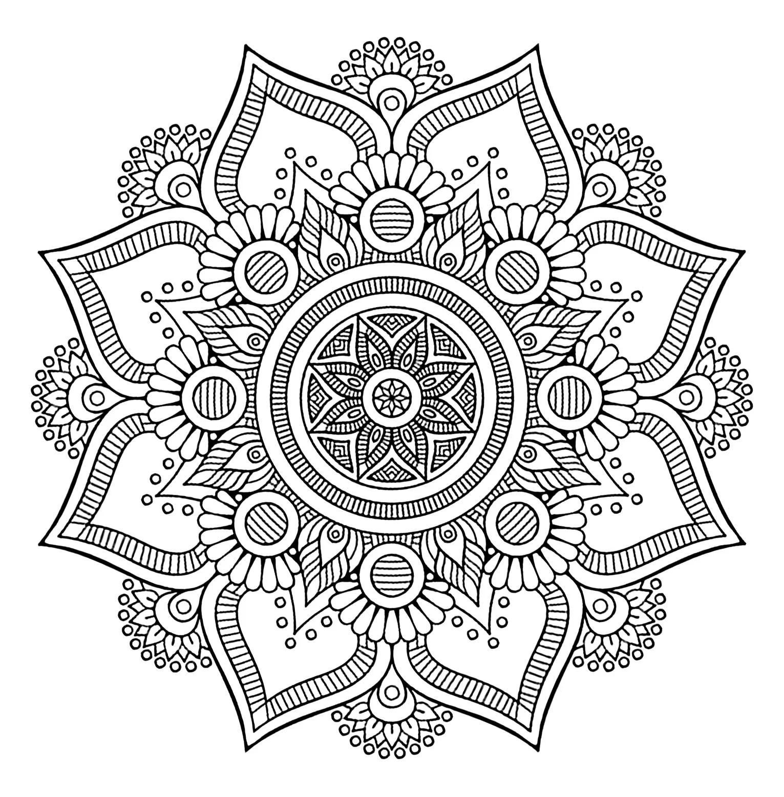 Çocuklar İçin Çiçek-Mandala Boyama Sayfaları 