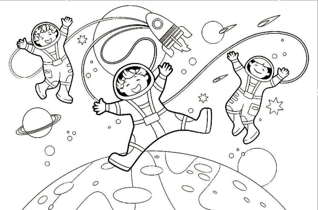 Çocuklar İçin Astronot Boyama Sayfaları 