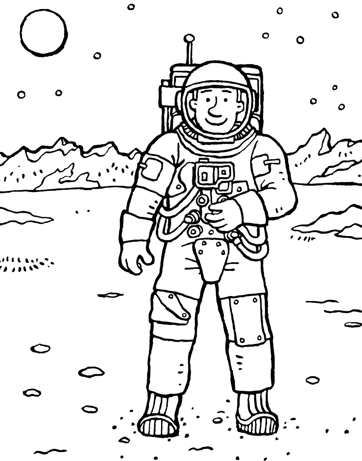 Çocuklar İçin Astronot Boyama Sayfaları 