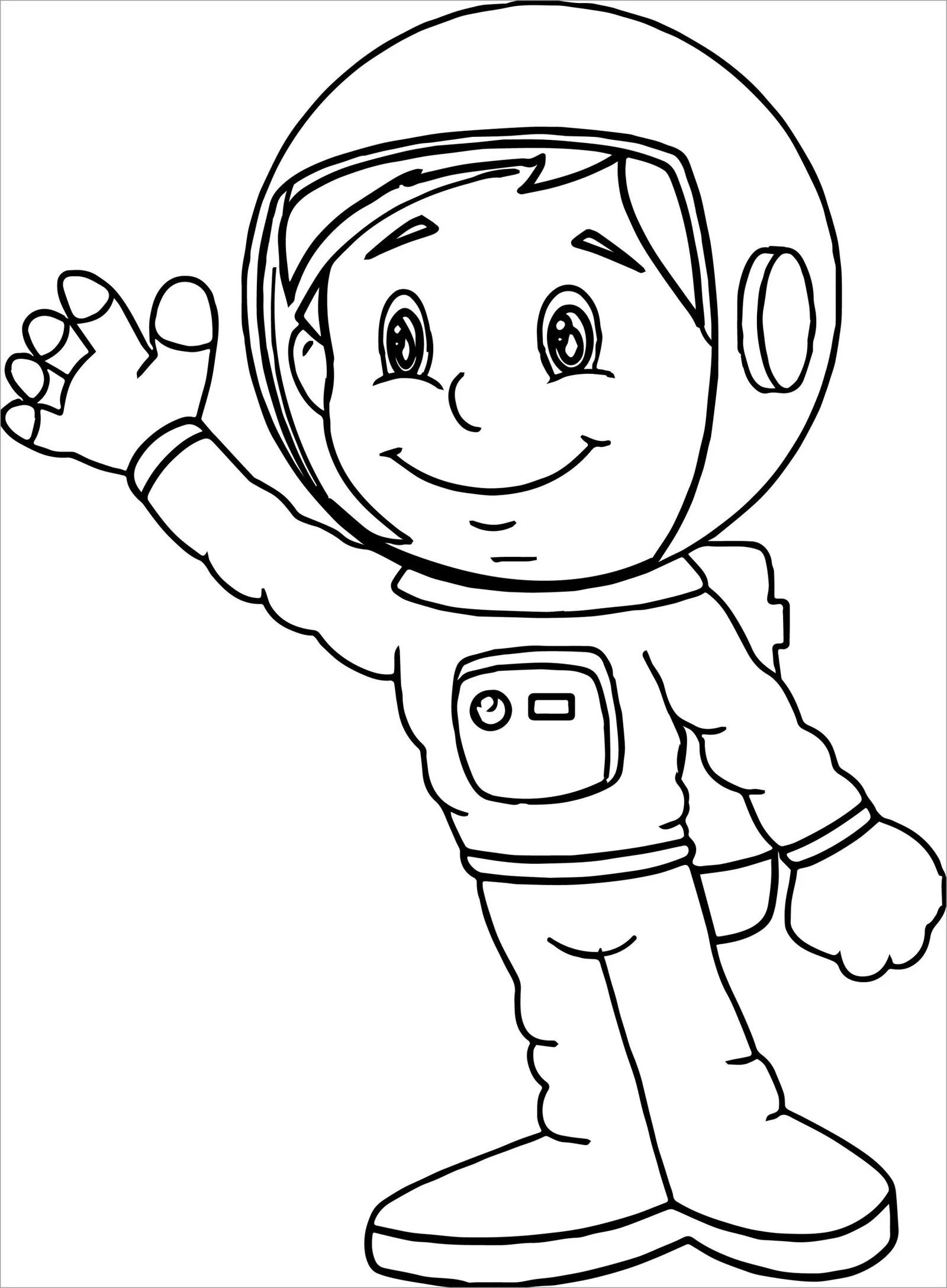Çocuklar İçin Astronot Boyama Sayfaları 