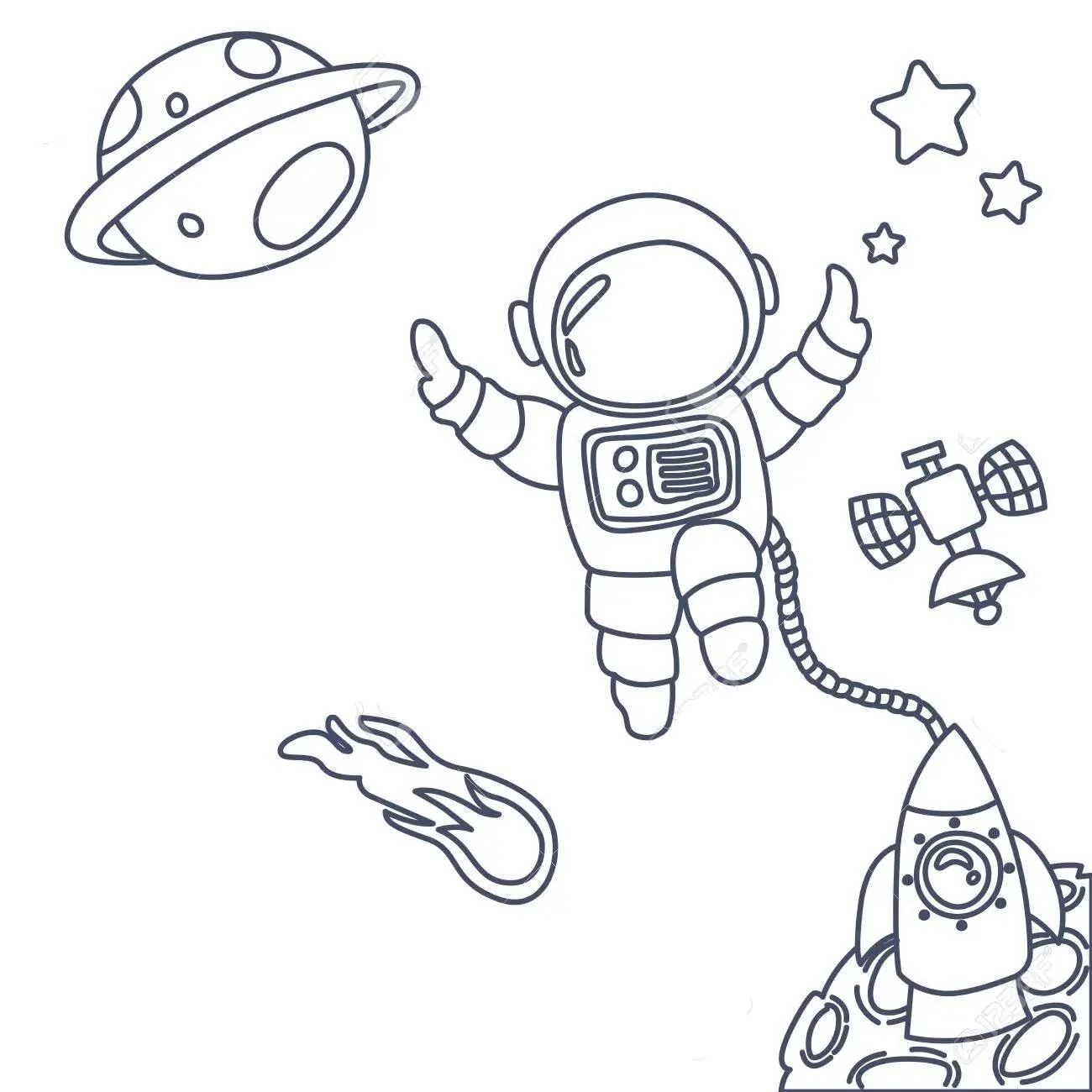 Çocuklar İçin Astronot Boyama Sayfaları 