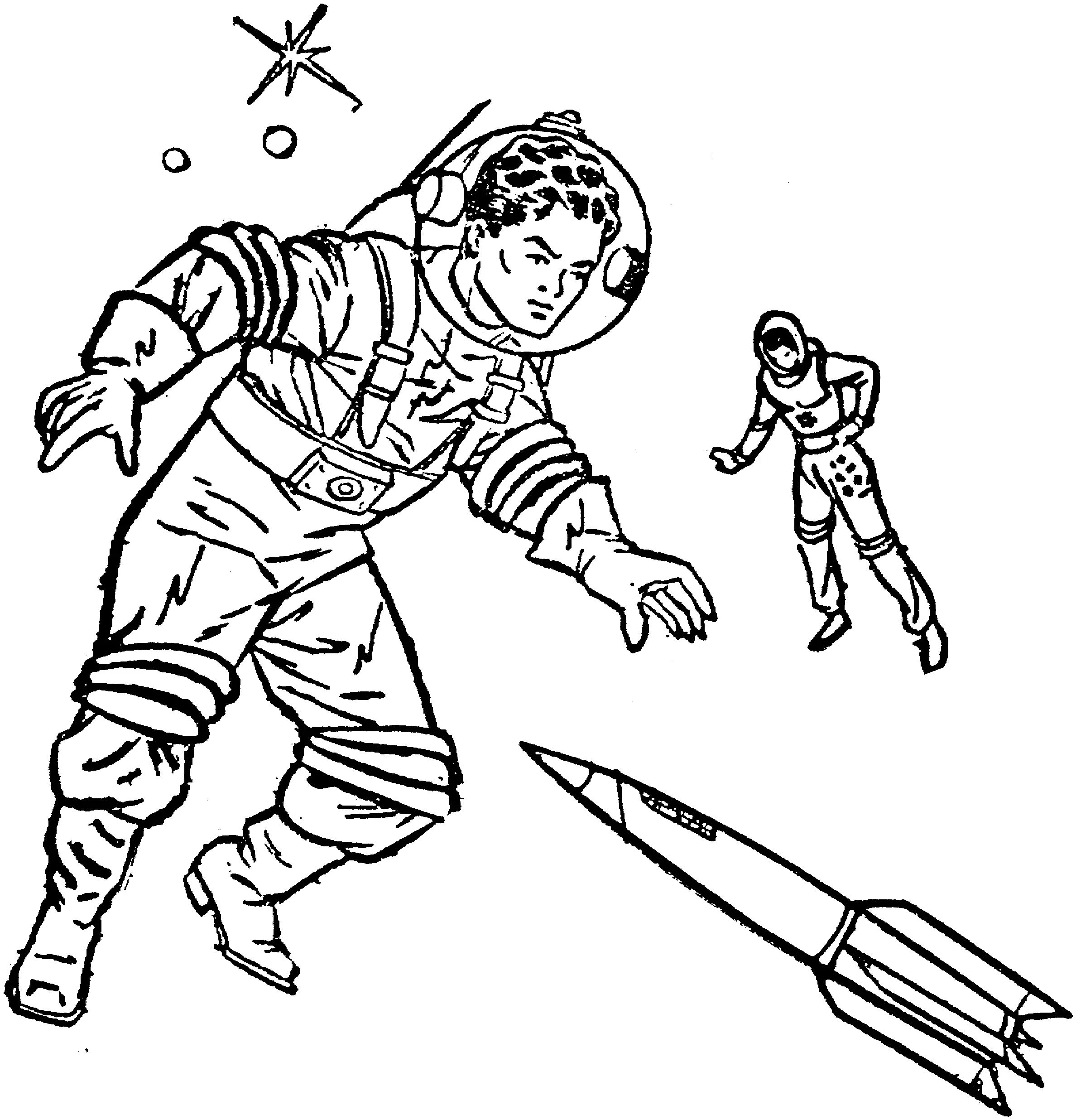 Çocuklar İçin Astronot Boyama Sayfaları 