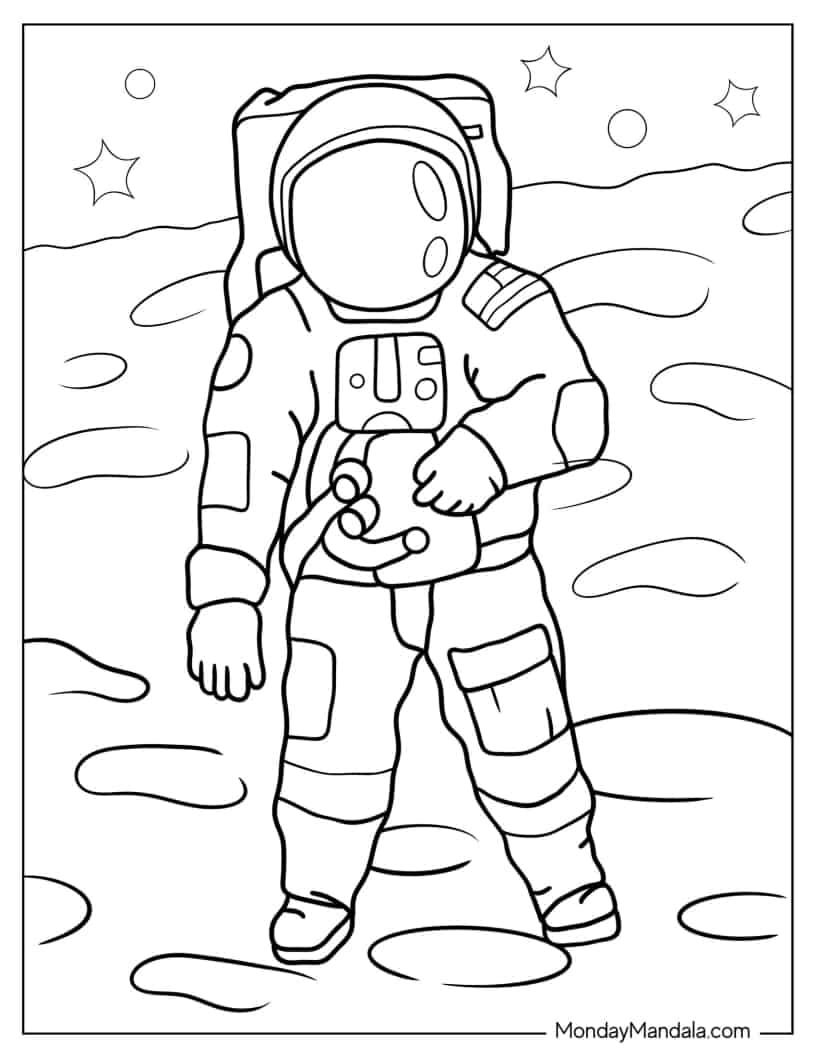 Çocuklar İçin Astronot Boyama Sayfaları 