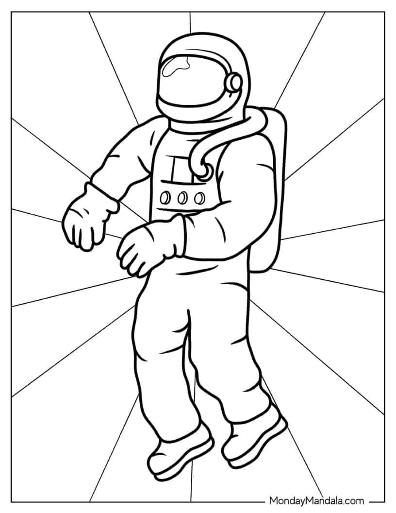 Çocuklar İçin Astronot Boyama Sayfaları 