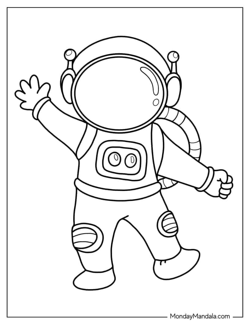Çocuklar İçin Astronot Boyama Sayfaları 