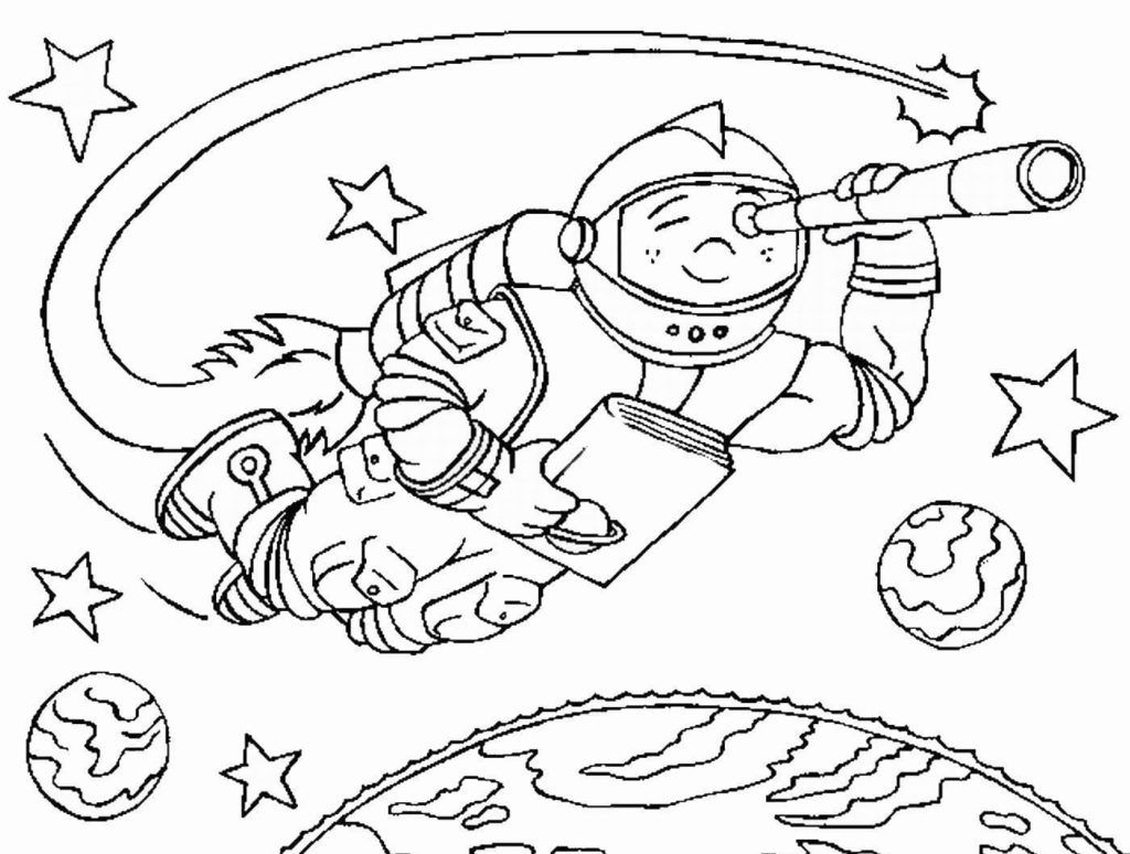 Çocuklar İçin Astronot Boyama Sayfaları 