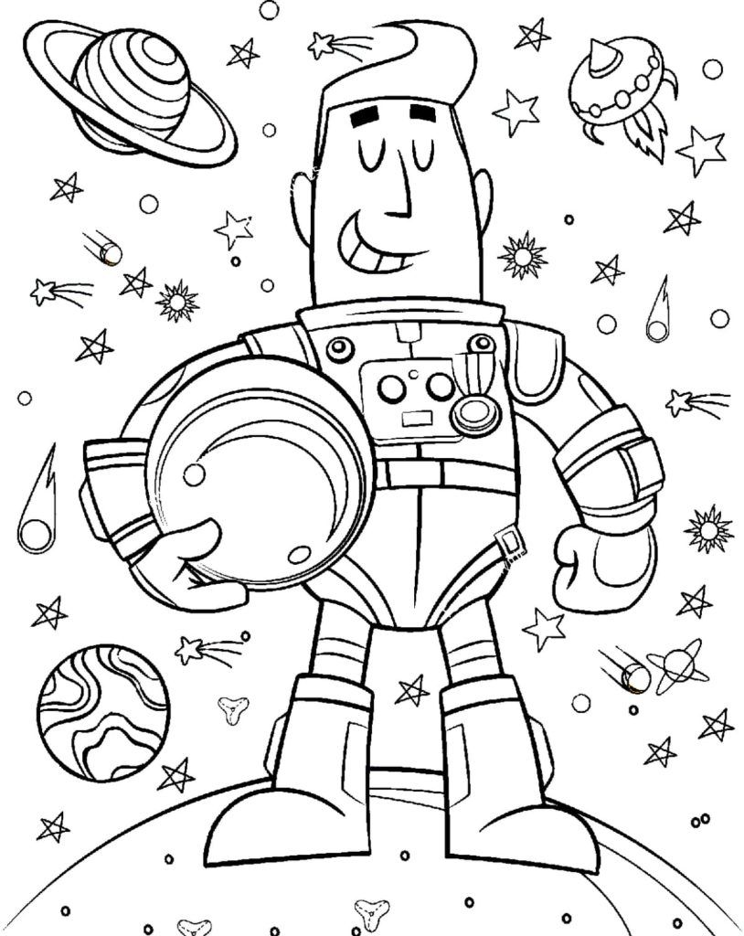 Çocuklar İçin Astronot Boyama Sayfaları 