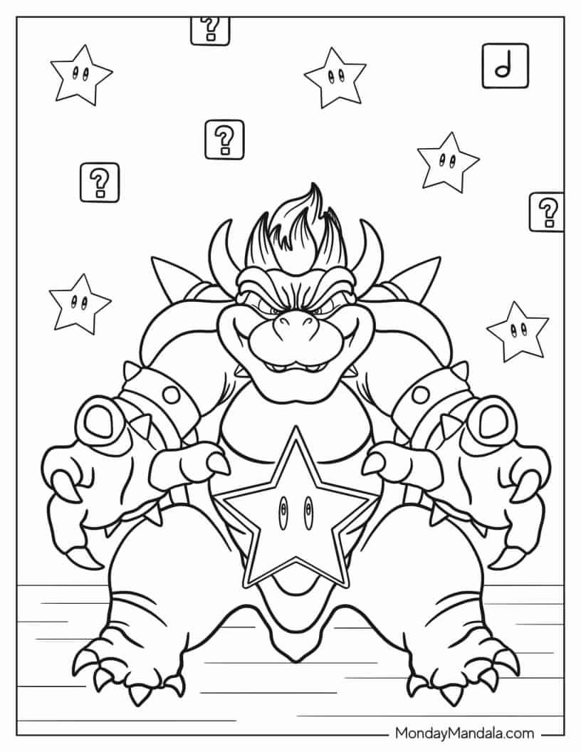 Çocuklar İçin Bowser Boyama Sayfaları 