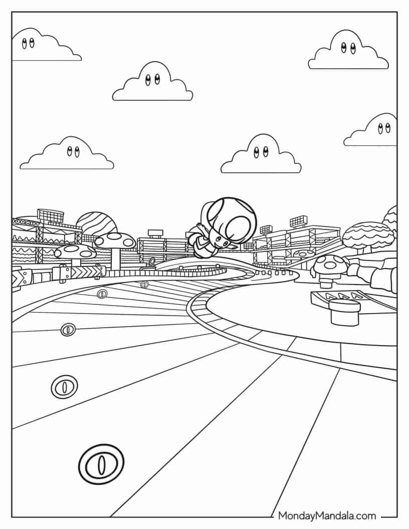 Çocuklar İçin Mario Kart Boyama Sayfaları 