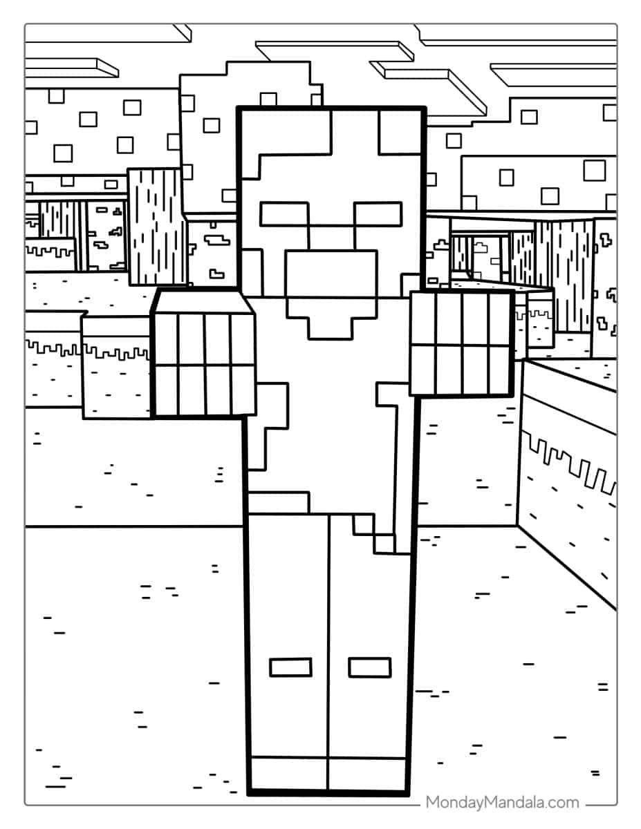 Çocuklar İçin Minecraft Boyama Sayfaları 