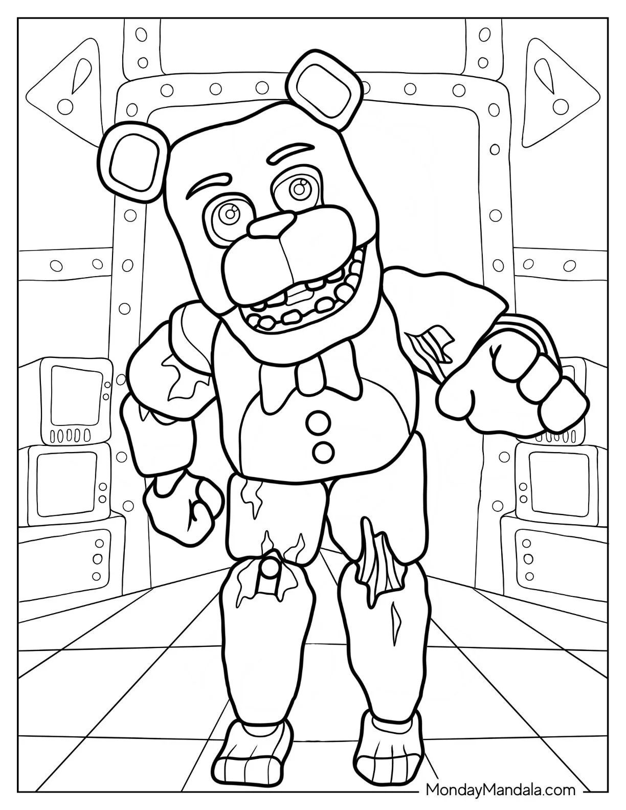 Çocuklar İçin Withered Freddy Boyama Sayfaları 