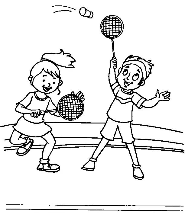 Çocuklar İçin Badminton Boyama Sayfaları 
