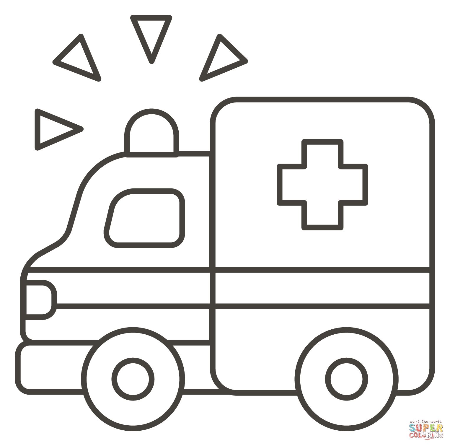 Çocuklar İçin Ambulans Boyama Sayfaları 