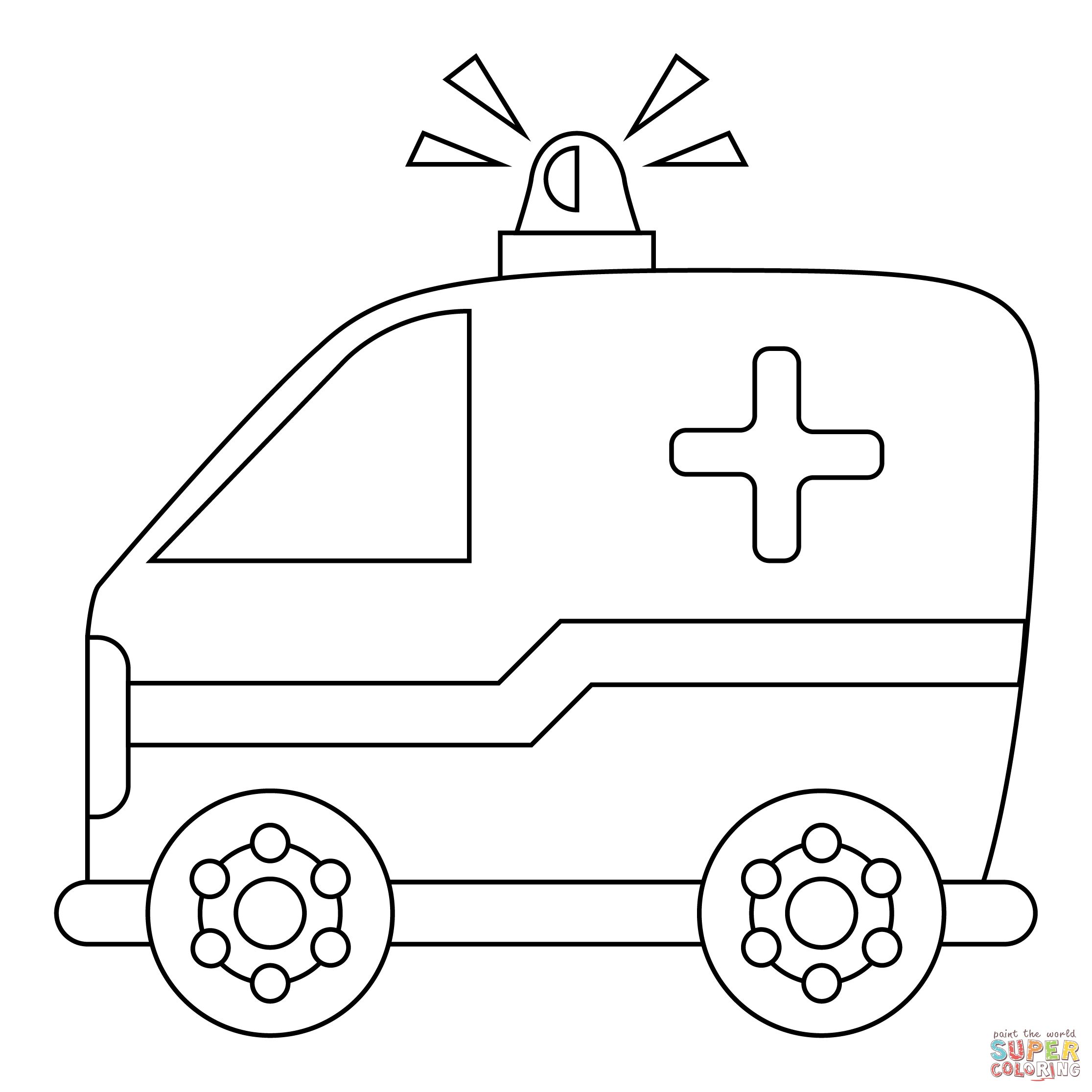 Çocuklar İçin Ambulans Boyama Sayfaları 