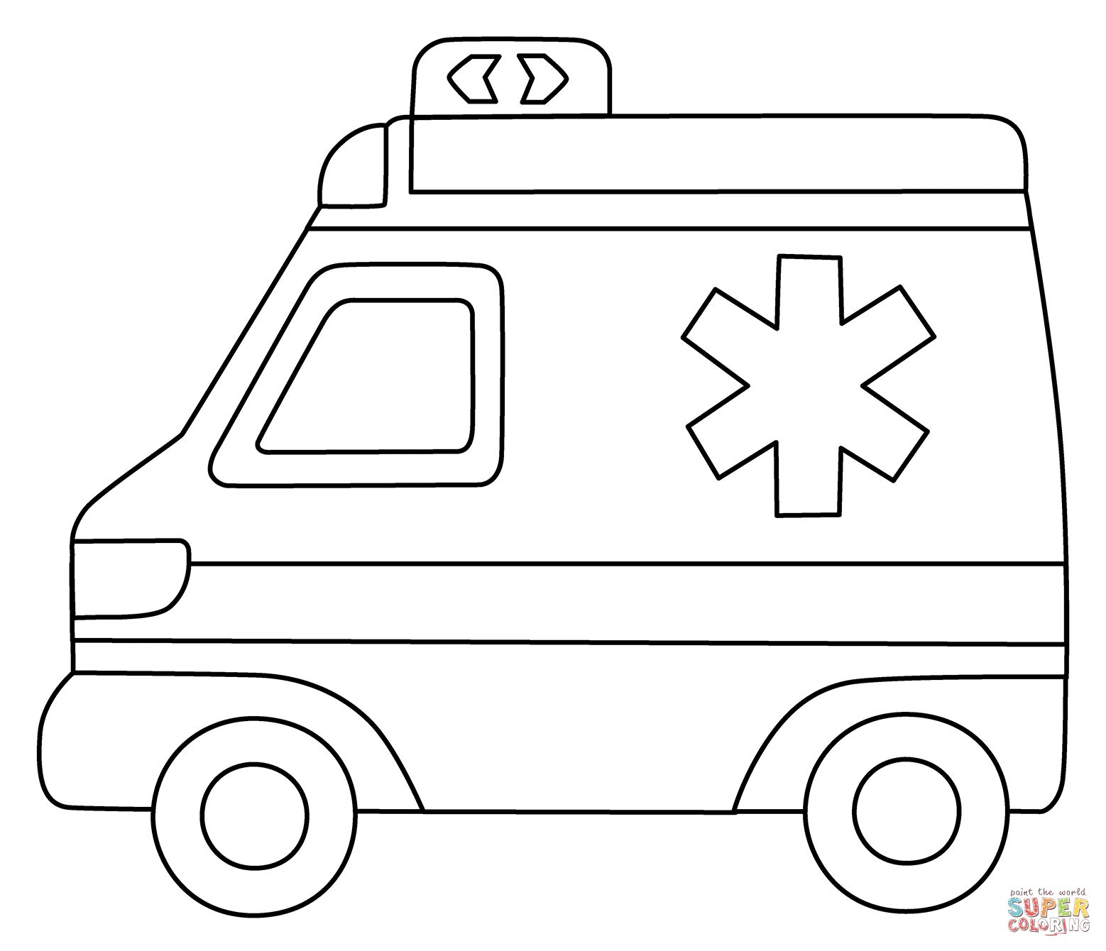 Çocuklar İçin Ambulans Boyama Sayfaları 