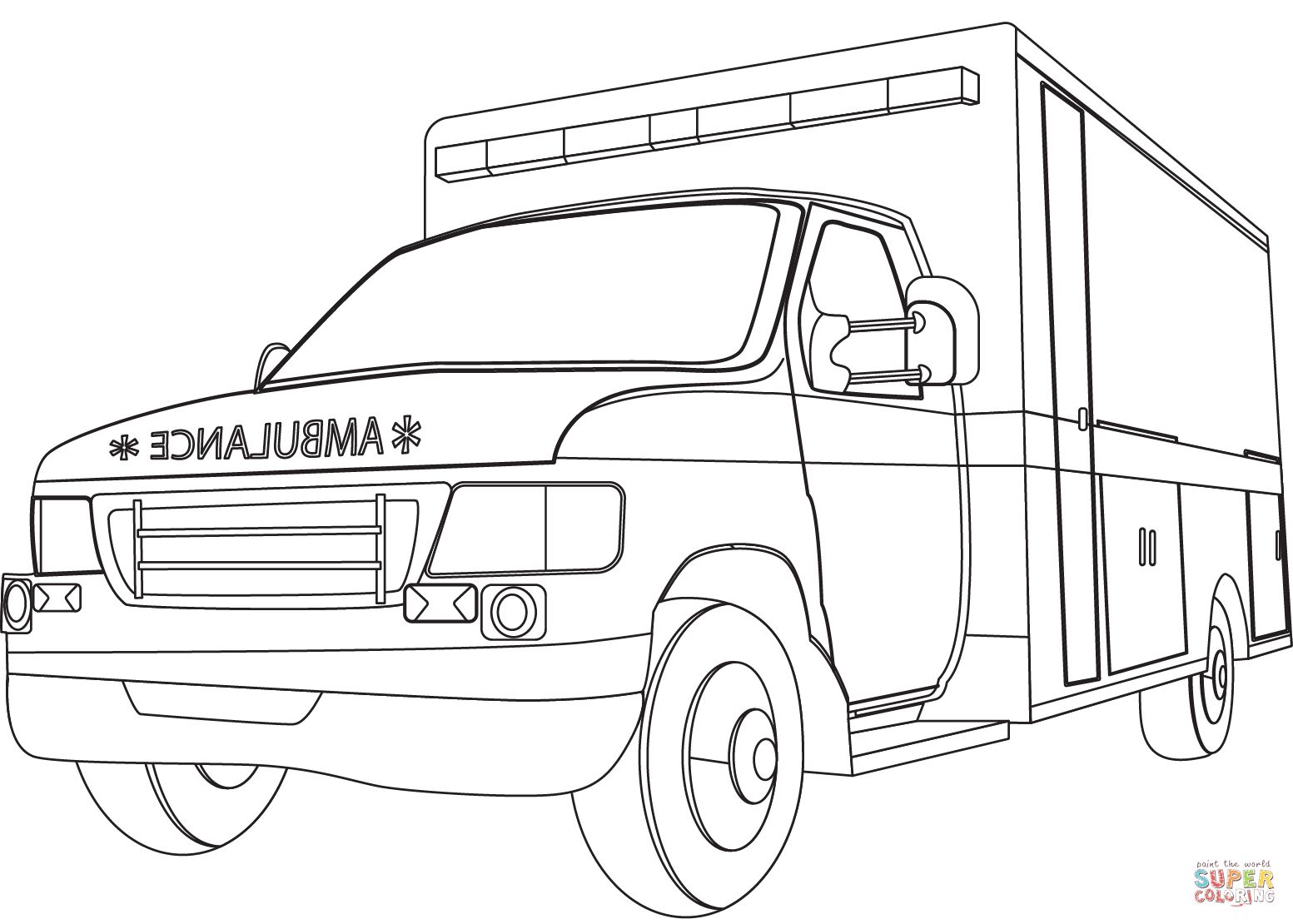Çocuklar İçin Ambulans Boyama Sayfaları 