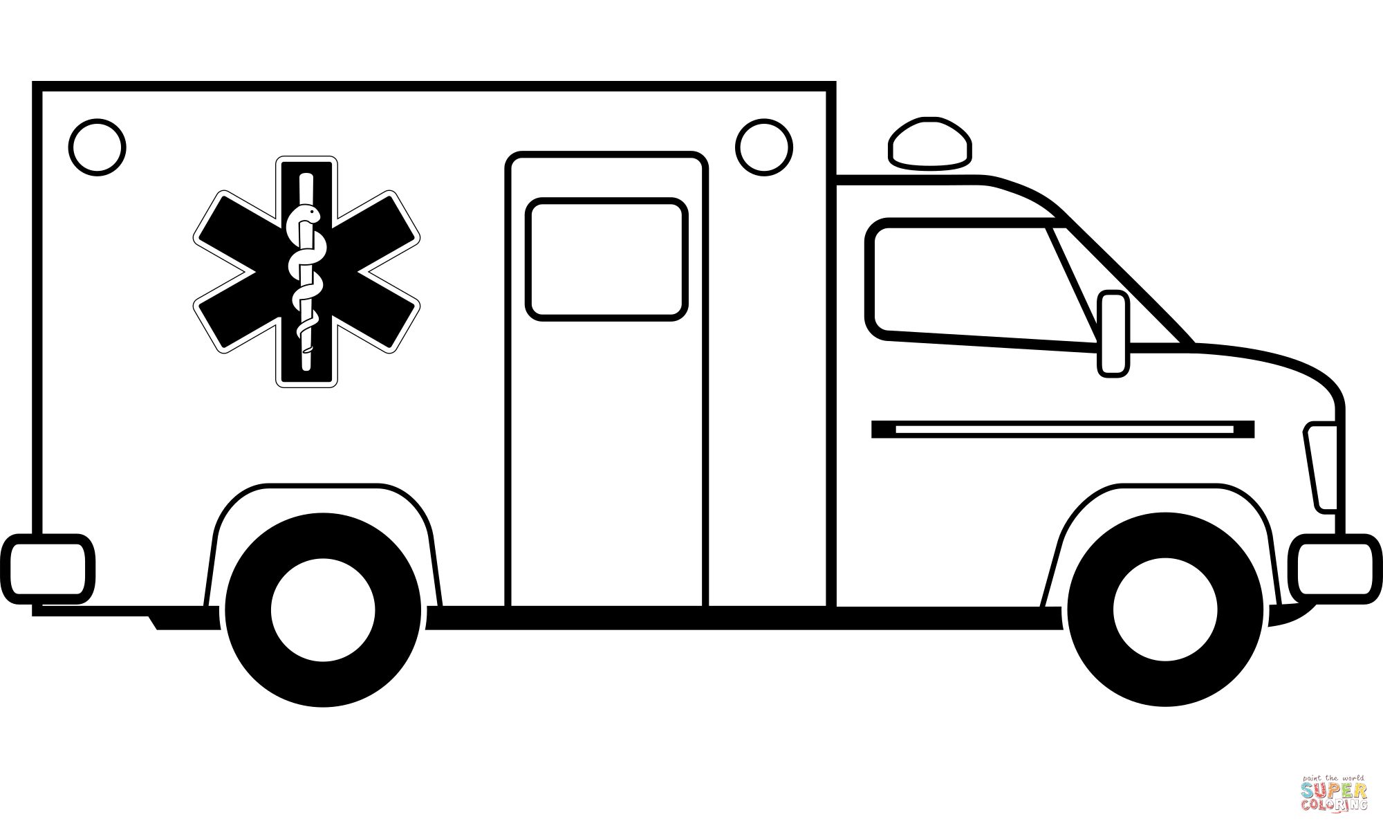 Çocuklar İçin Ambulans Boyama Sayfaları 