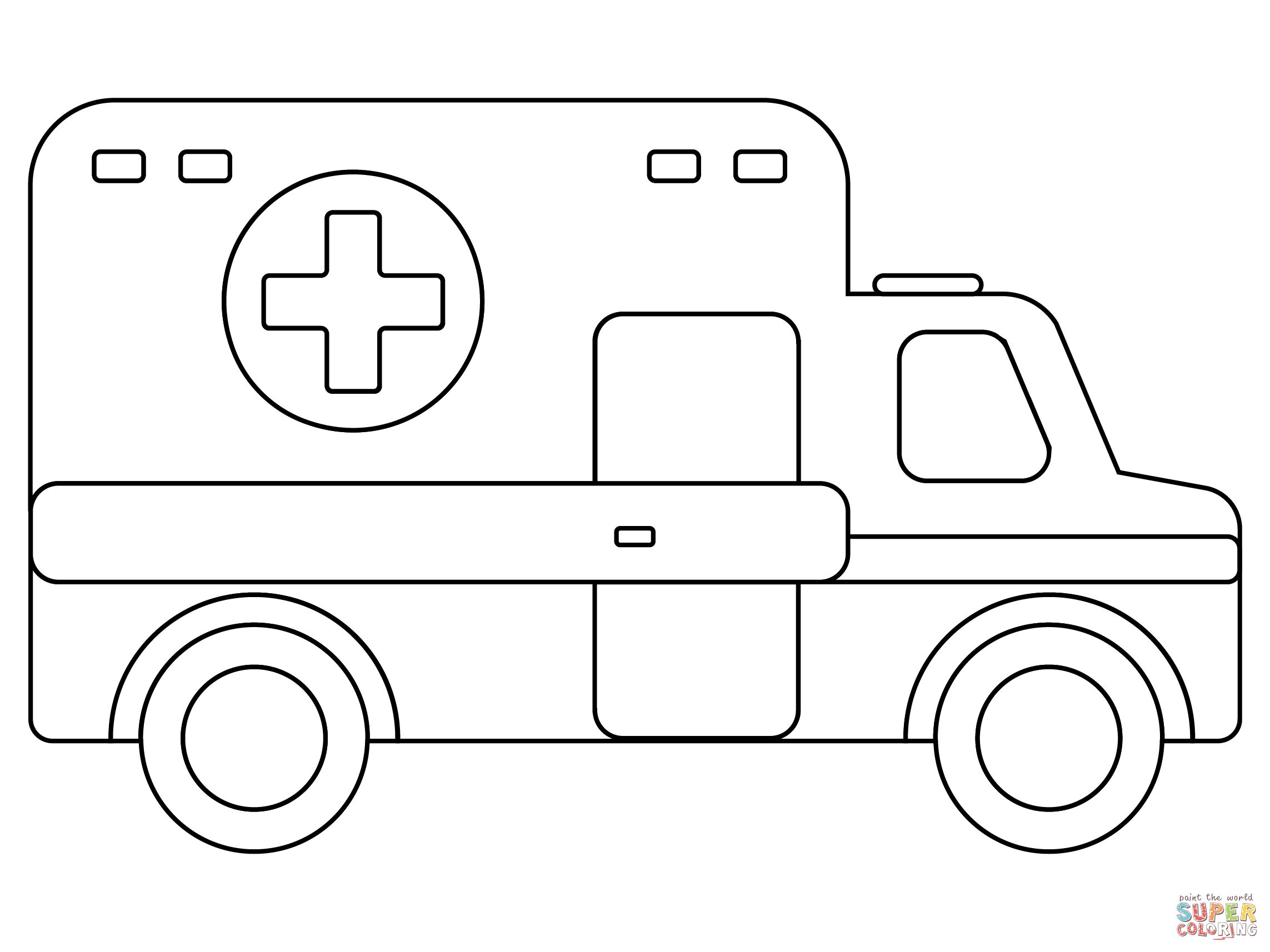 Çocuklar İçin Ambulans Boyama Sayfaları 