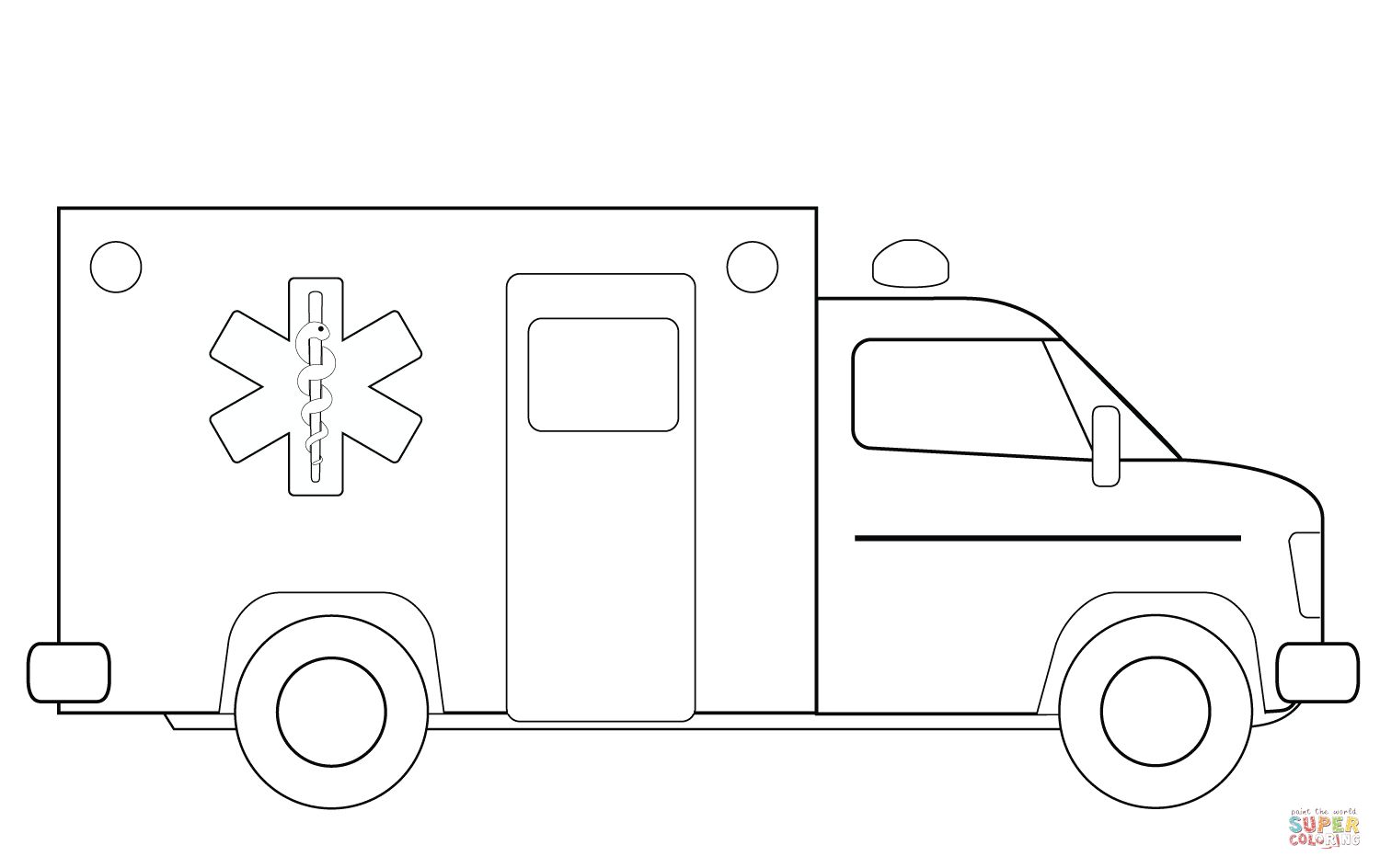 Çocuklar İçin Ambulans Boyama Sayfaları 
