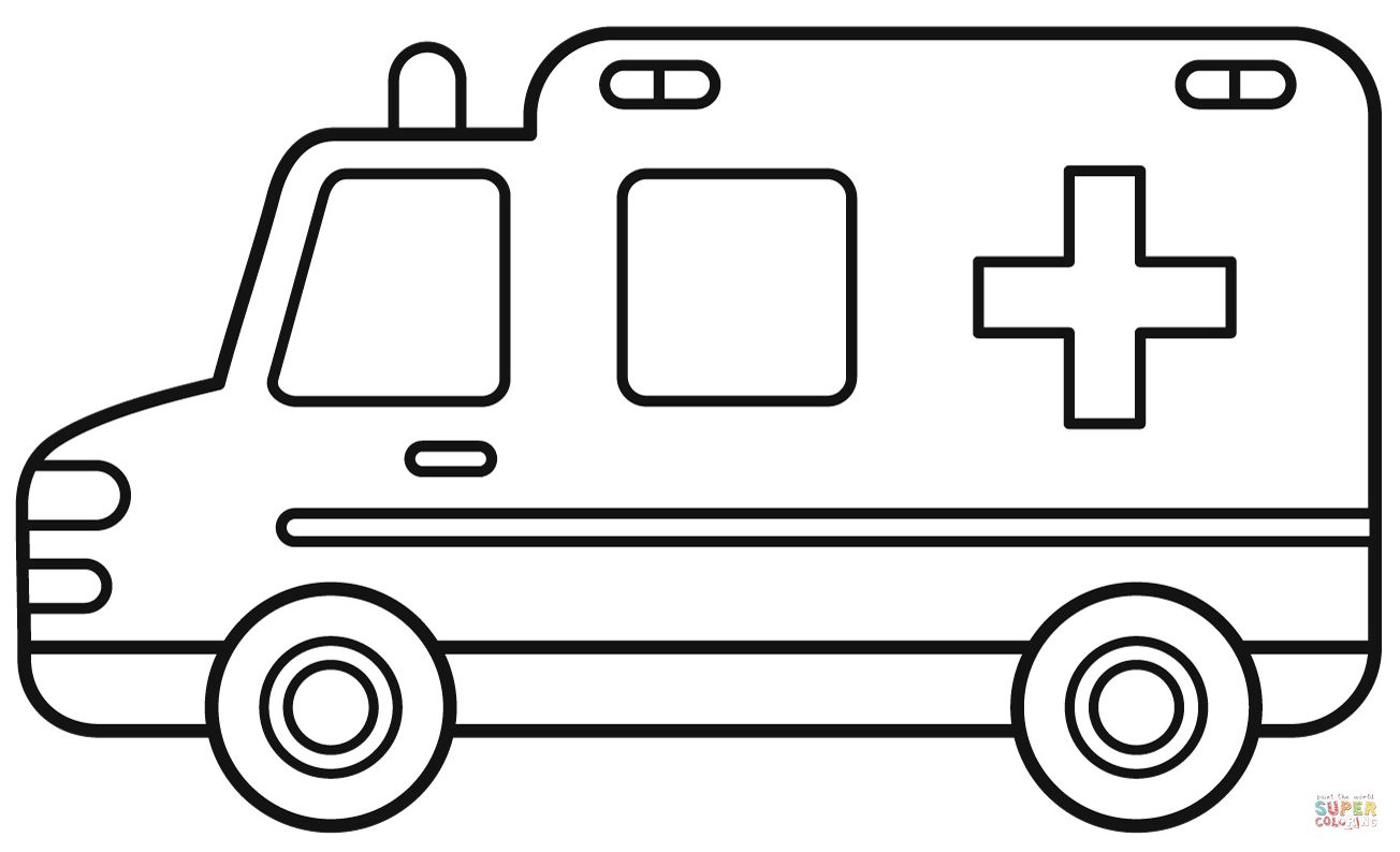 Çocuklar İçin Ambulans Boyama Sayfaları 