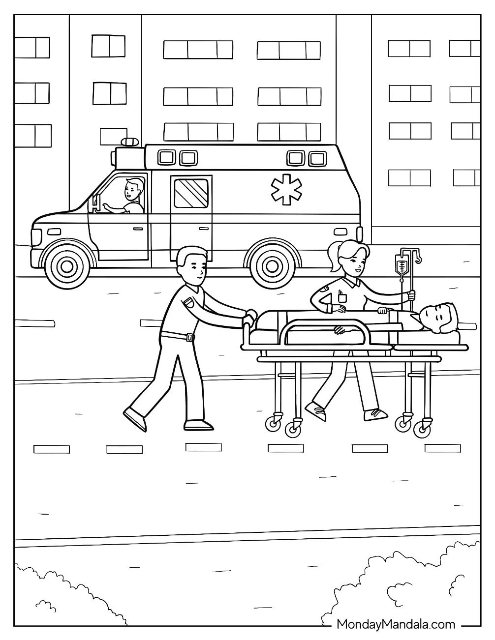 Çocuklar İçin Ambulans Boyama Sayfaları 