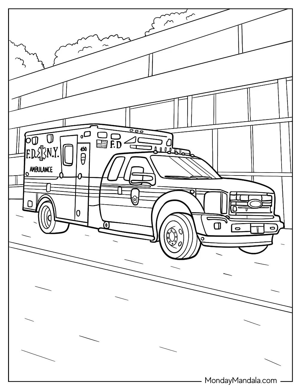 Çocuklar İçin Ambulans Boyama Sayfaları 