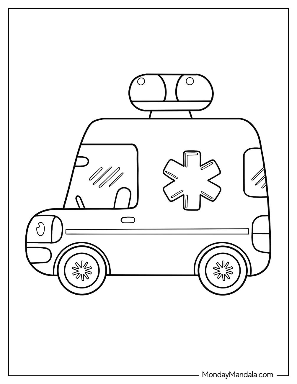 Çocuklar İçin Ambulans Boyama Sayfaları 