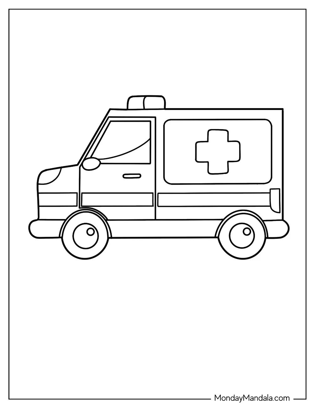 Çocuklar İçin Ambulans Boyama Sayfaları 