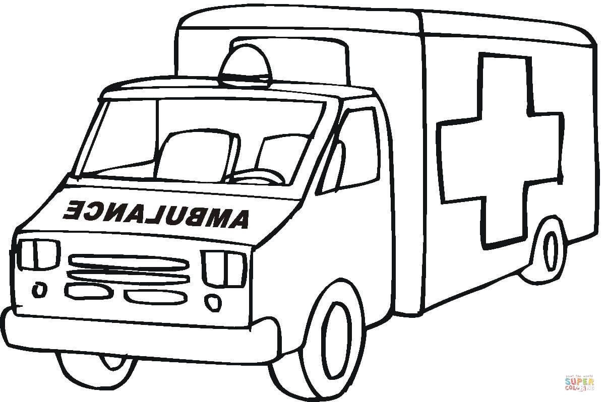 Çocuklar İçin Ambulans Boyama Sayfaları 