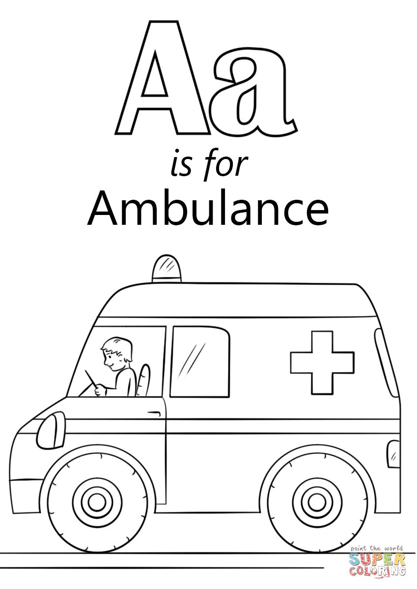 Çocuklar İçin Ambulans Boyama Sayfaları 