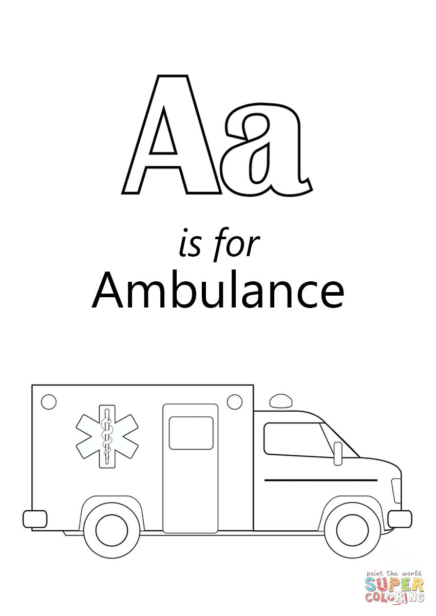 Çocuklar İçin Ambulans Boyama Sayfaları 