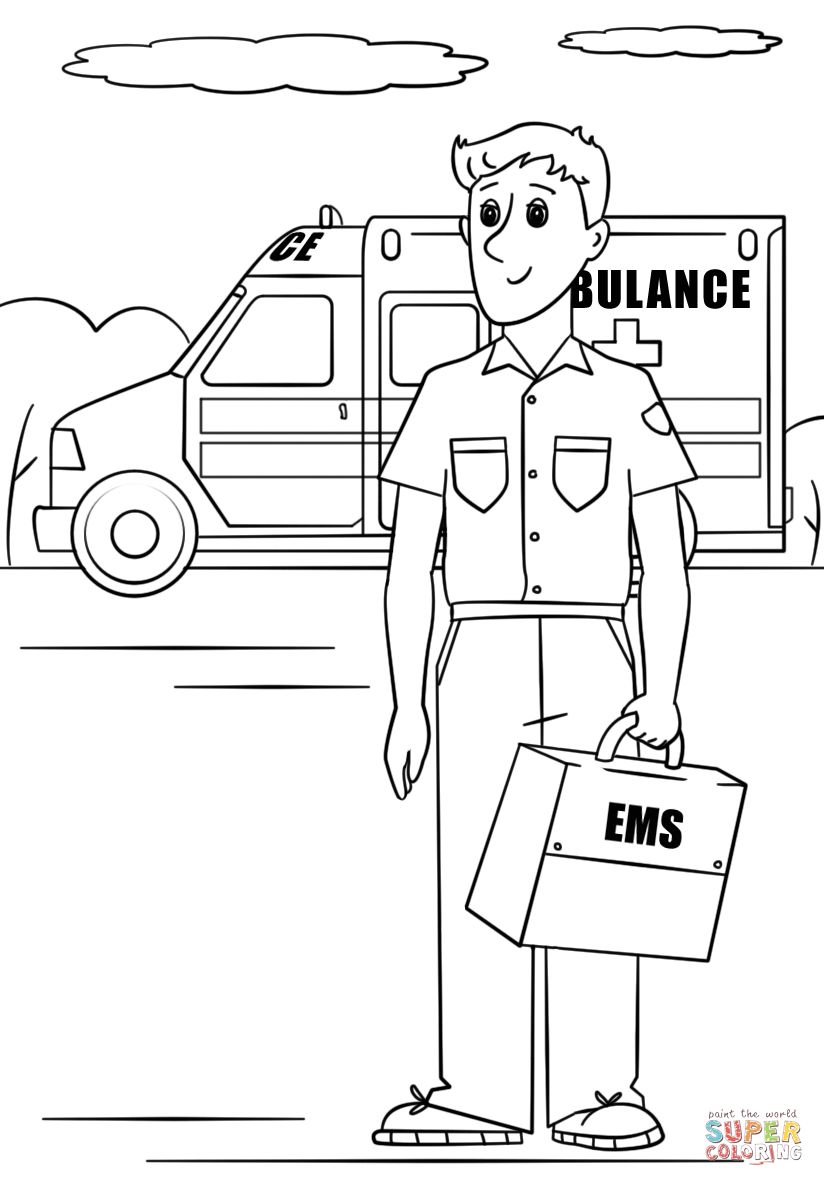 Çocuklar İçin Ambulans Boyama Sayfaları 