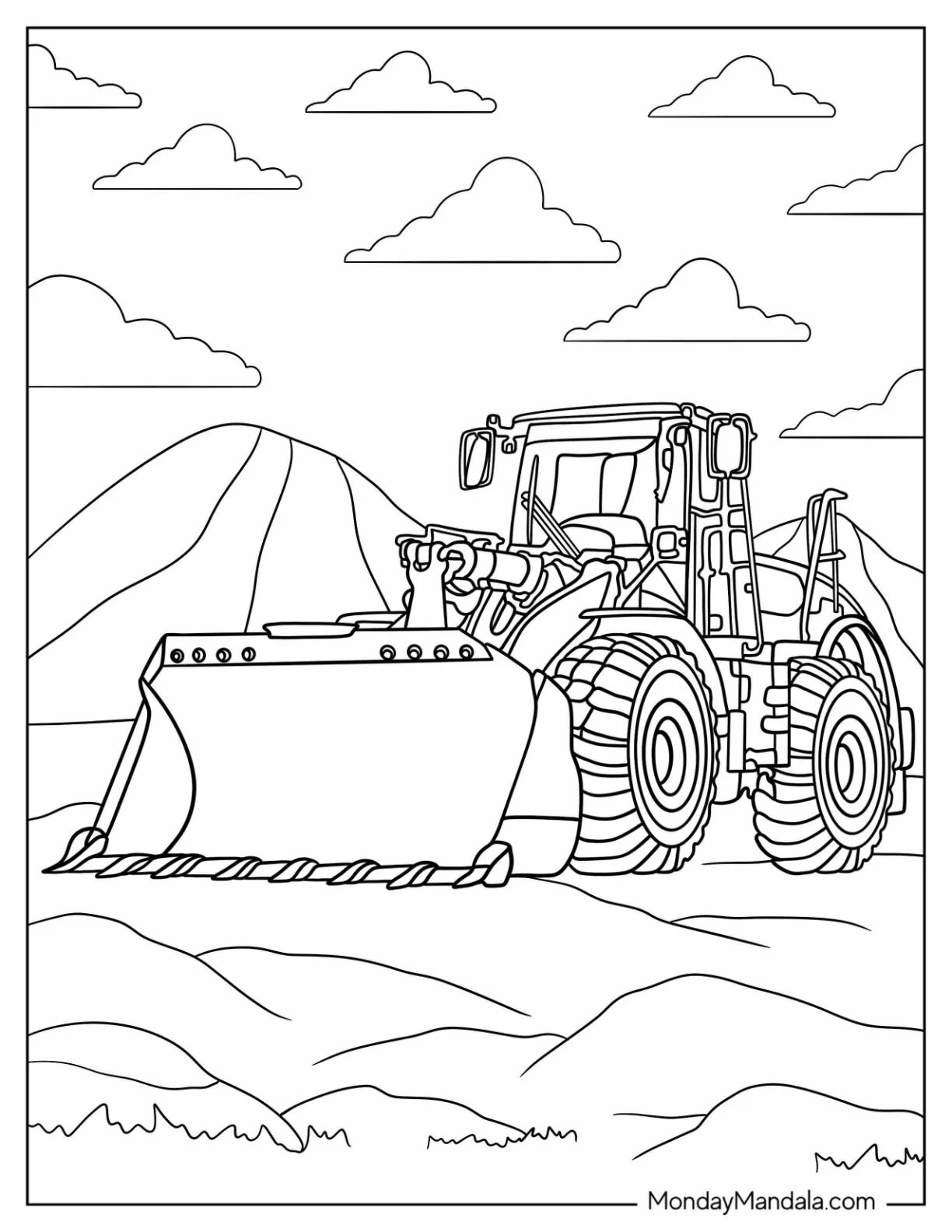 Çocuklar İçin Buldozer Boyama Sayfaları 