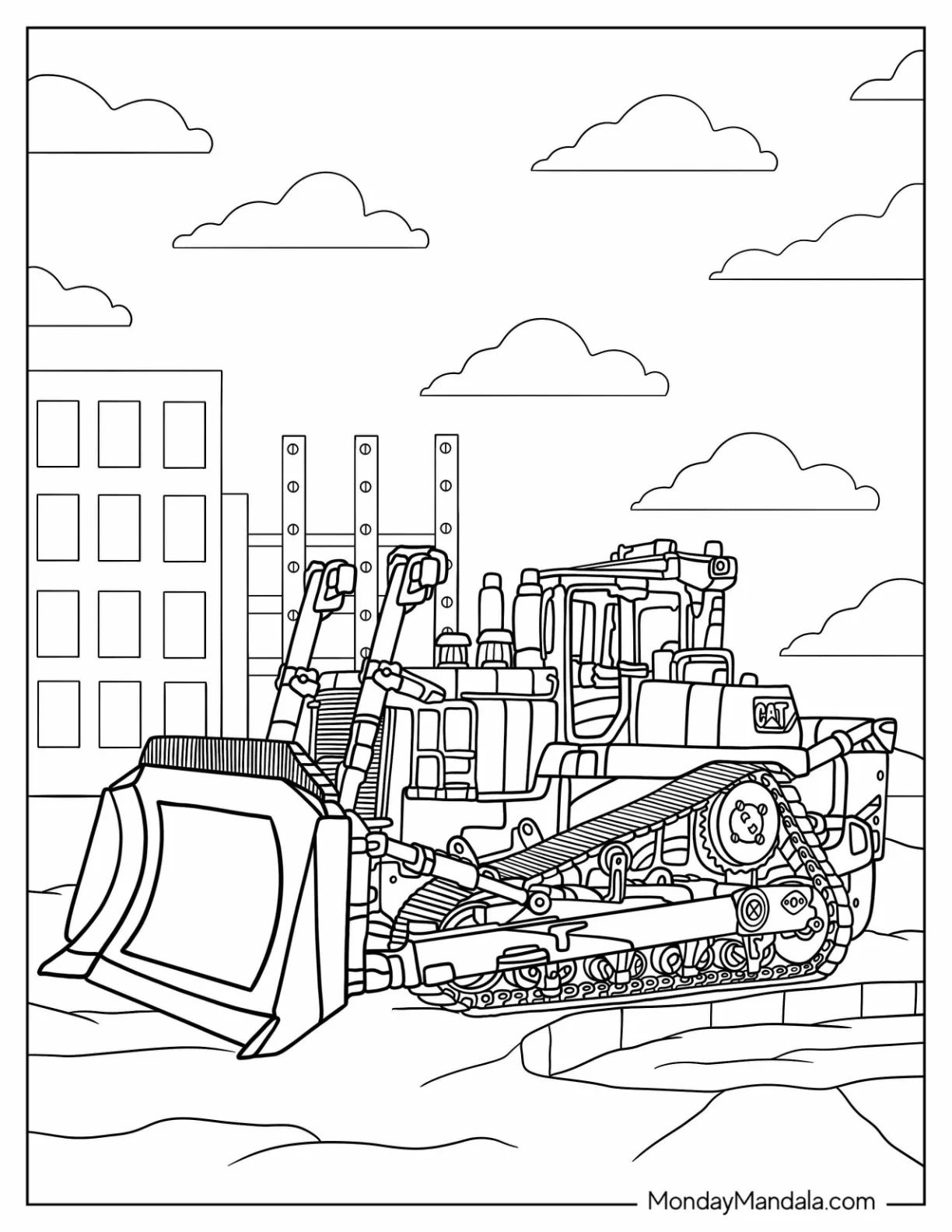 Çocuklar İçin Buldozer Boyama Sayfaları 