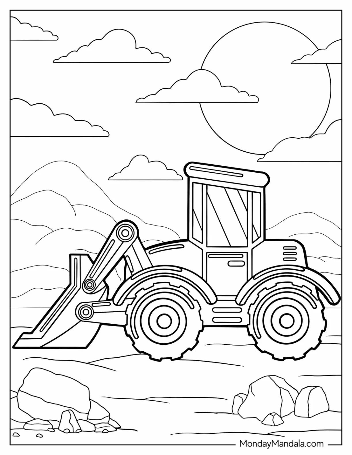 Çocuklar İçin Buldozer Boyama Sayfaları 