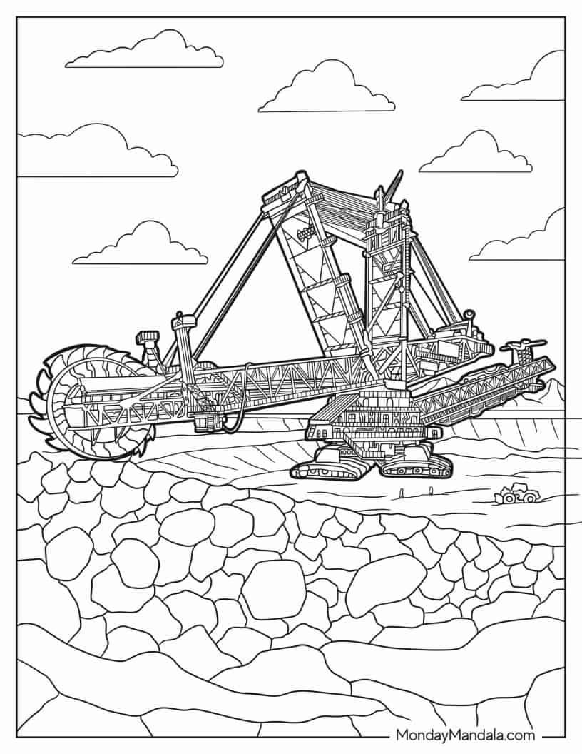 Çocuklar İçin Excavatör Boyama Sayfaları 