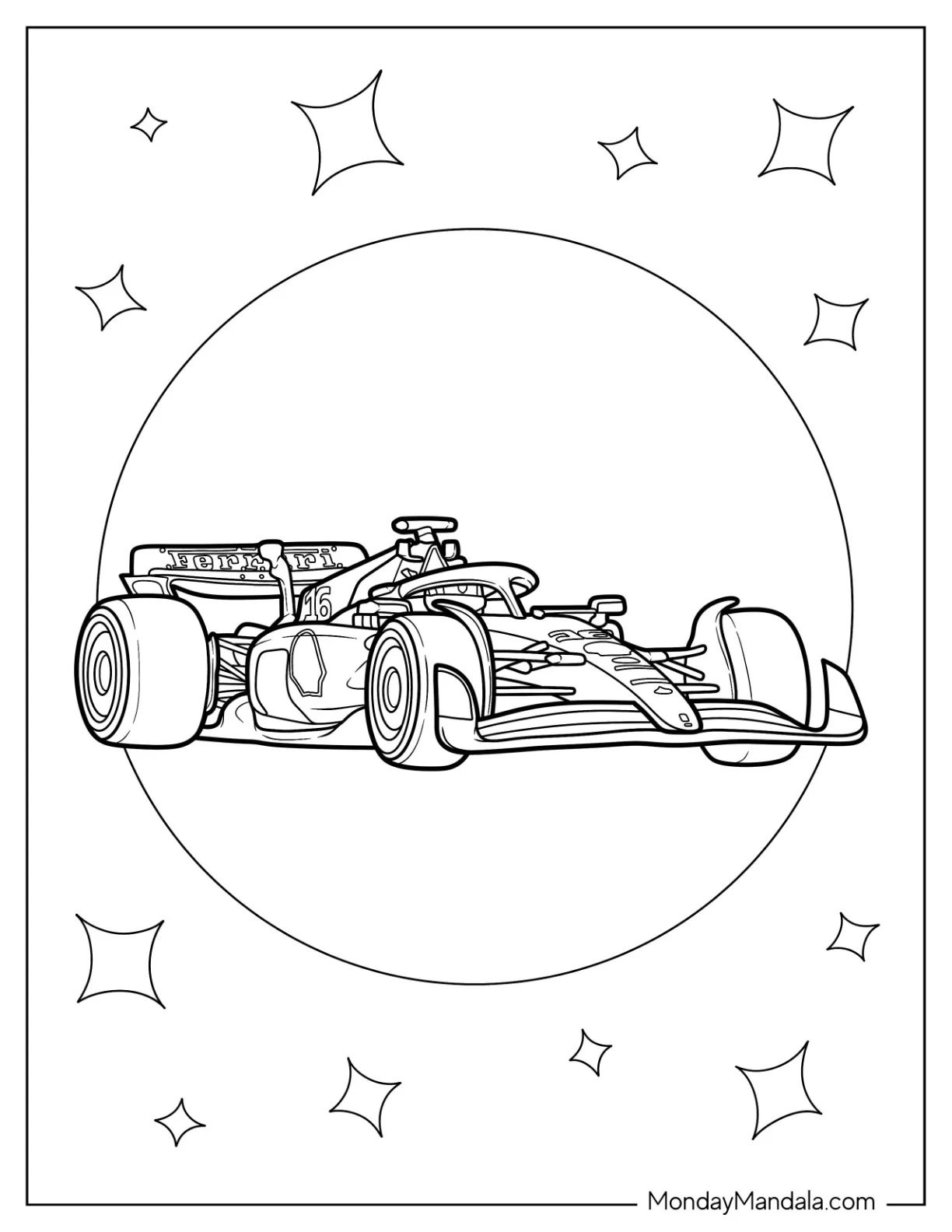 Çocuklar İçin F1 Boyama Sayfaları 