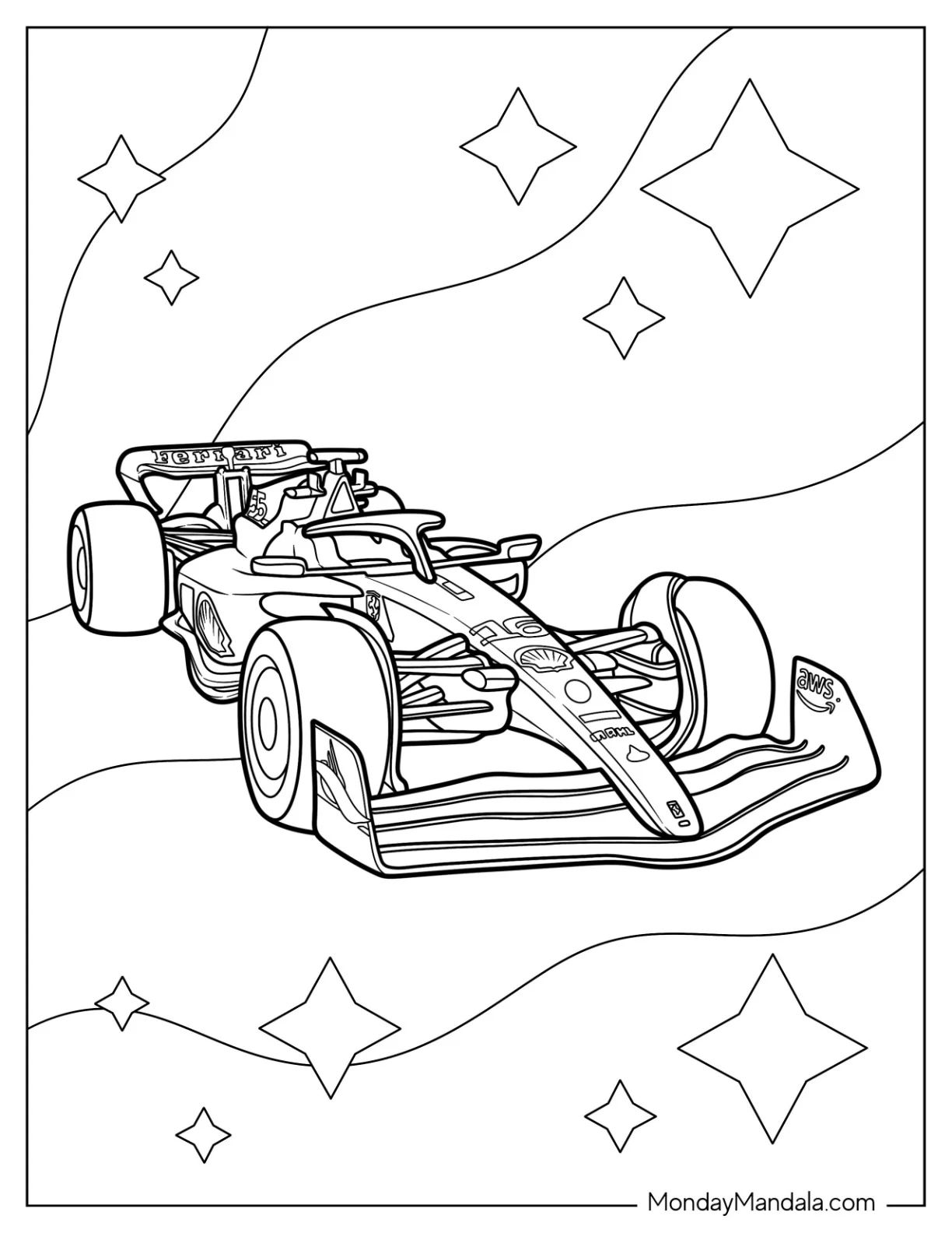 Çocuklar İçin F1 Boyama Sayfaları 