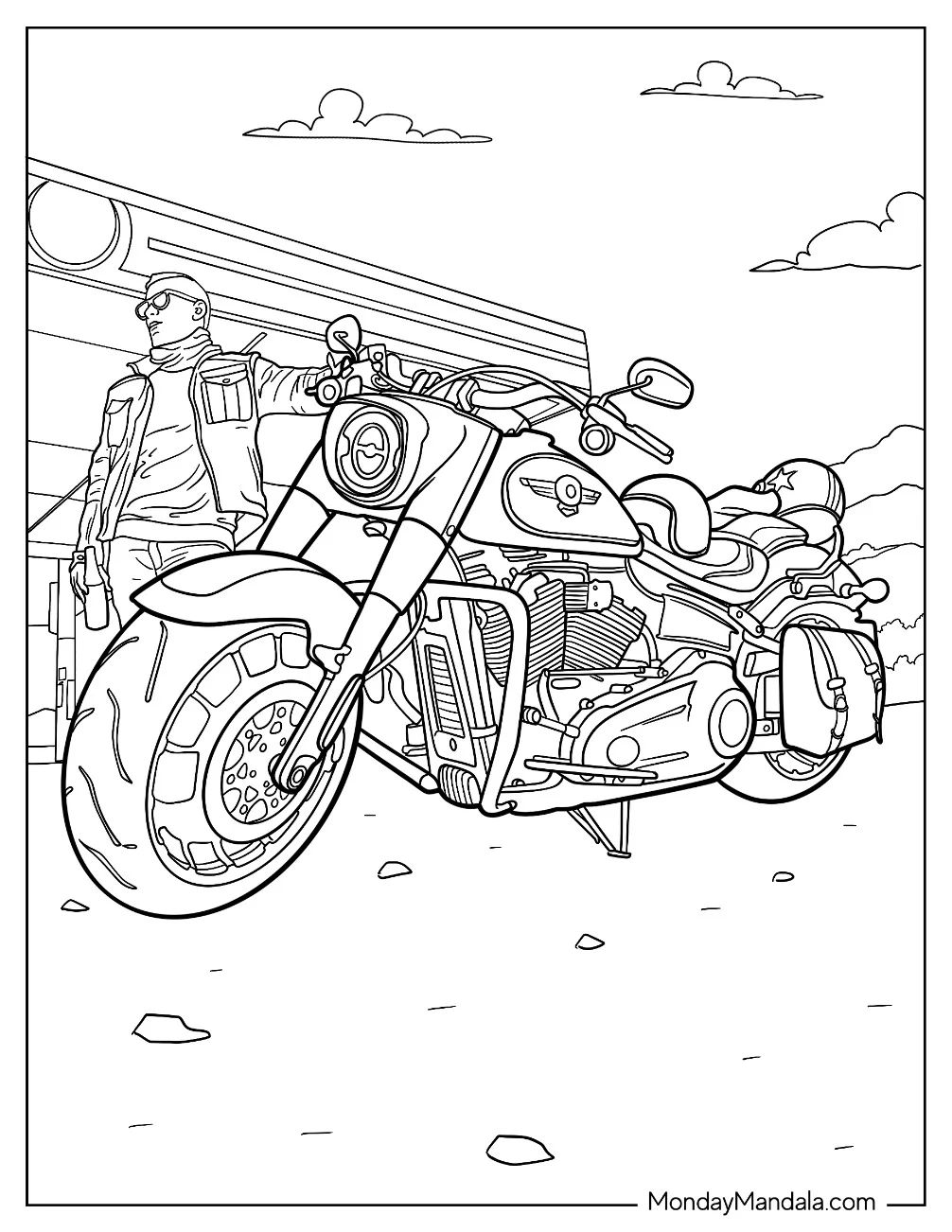 Çocuklar İçin Harley-Davidson Boyama Sayfaları 