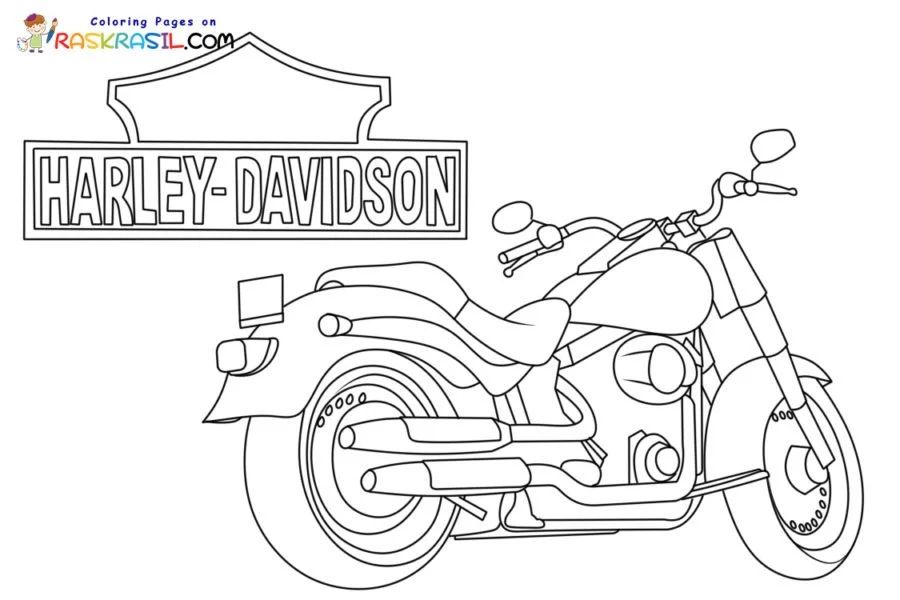 Çocuklar İçin Harley-Davidson Boyama Sayfaları 