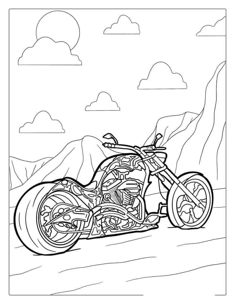 Çocuklar İçin Harley-Davidson Boyama Sayfaları 