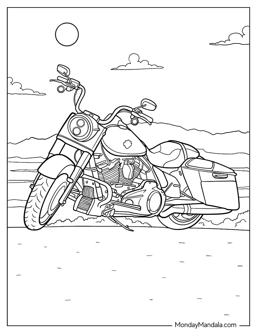 Çocuklar İçin Harley-Davidson Boyama Sayfaları 