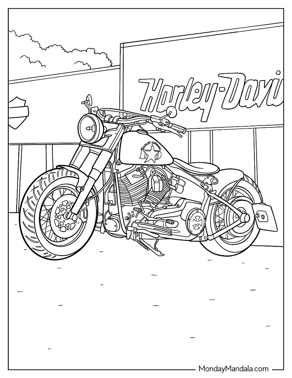 Çocuklar İçin Harley-Davidson Boyama Sayfaları 