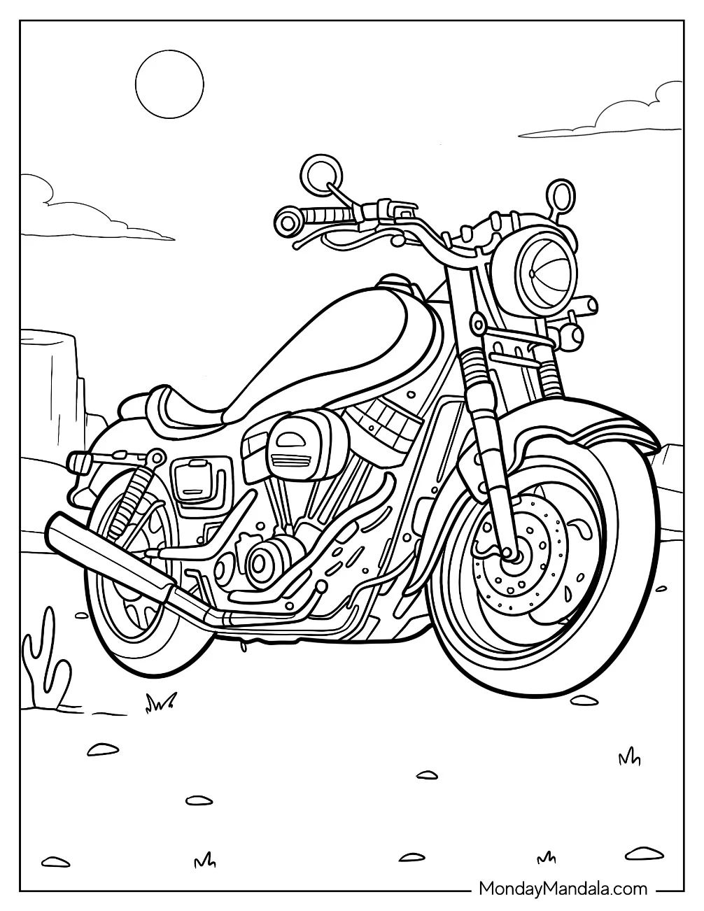 Çocuklar İçin Harley-Davidson Boyama Sayfaları 