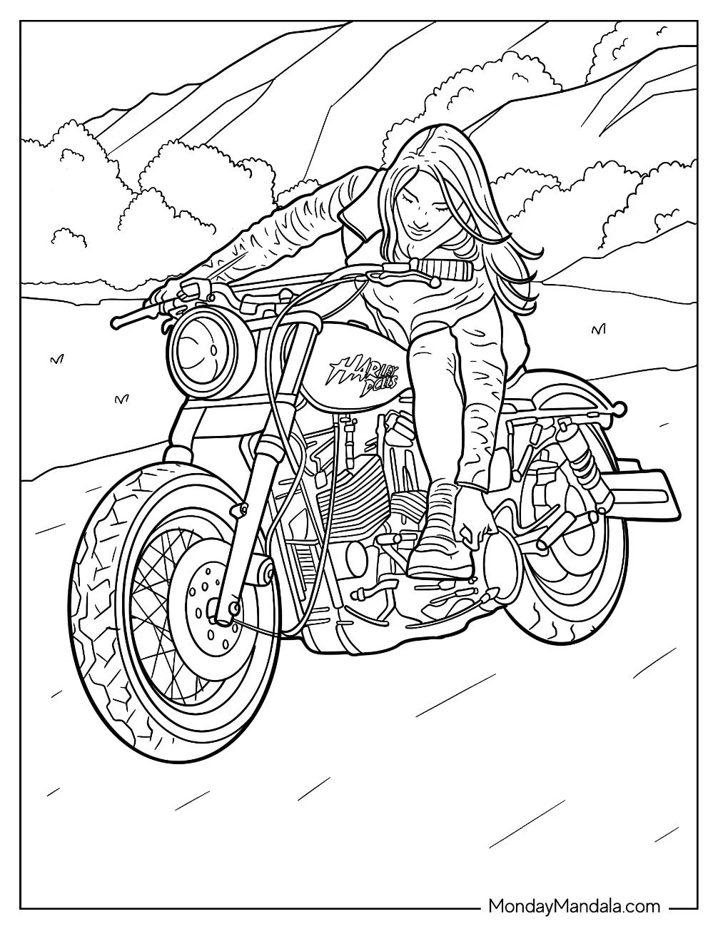 Çocuklar İçin Harley-Davidson Boyama Sayfaları 