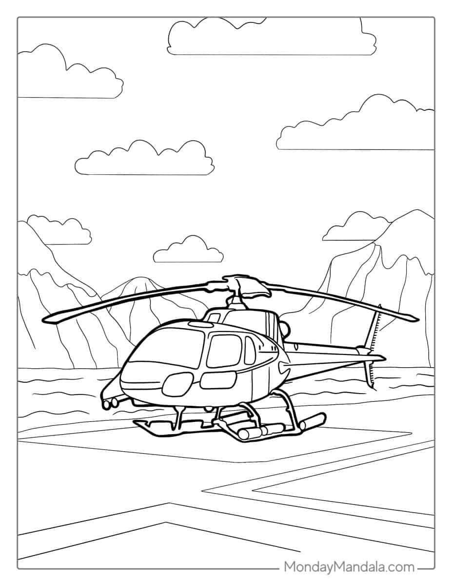 Çocuklar İçin Helikopter Boyama Sayfaları 